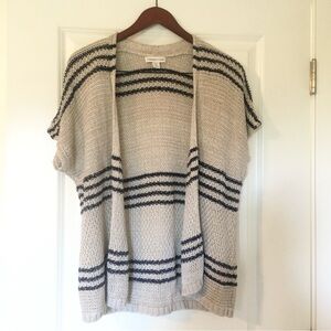 Cold Water Creek Stripe Crochet Knit Vest in Cream and Navy Size 10-12